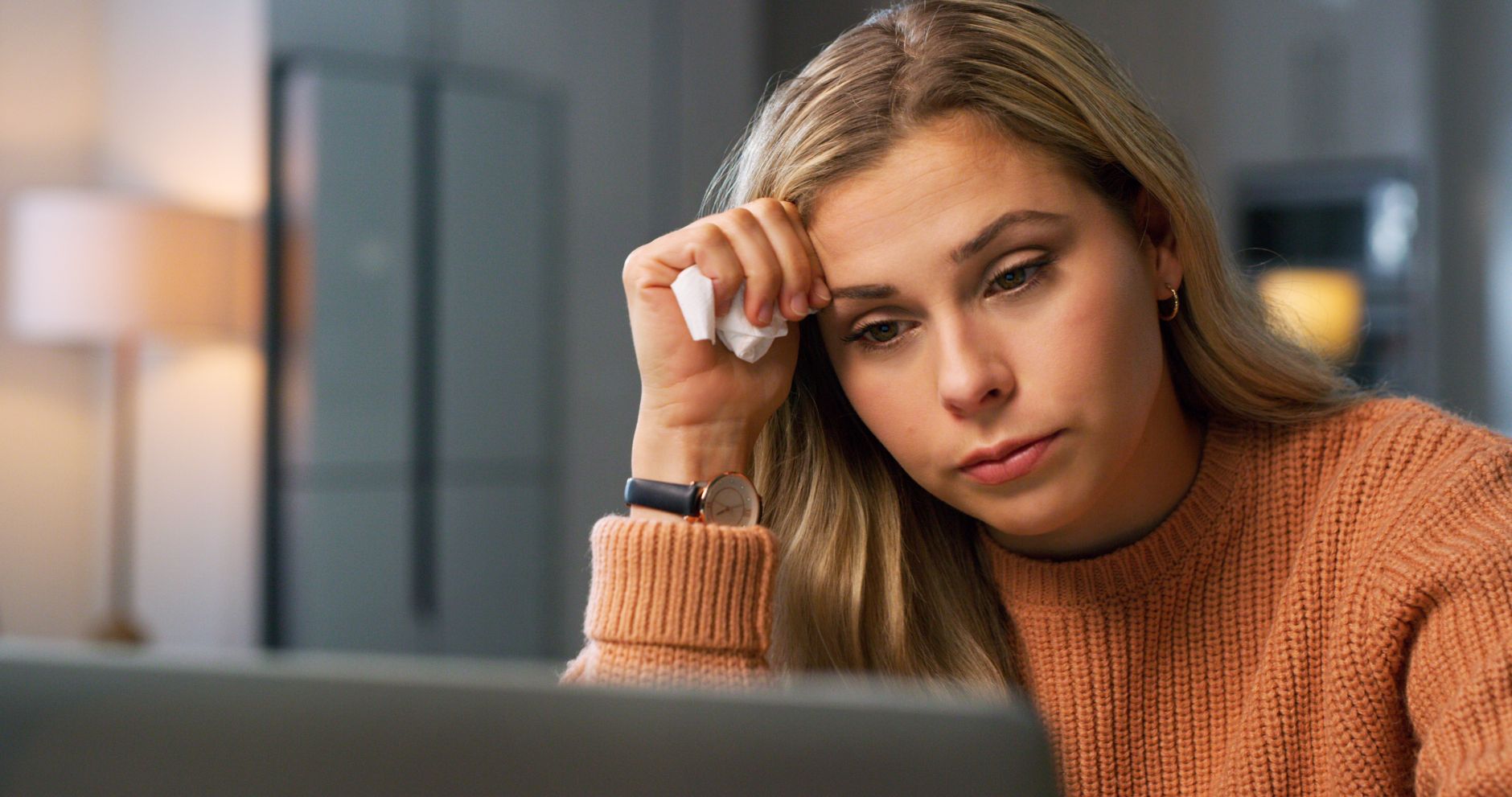 A woman who is upset, who could be asking herself 