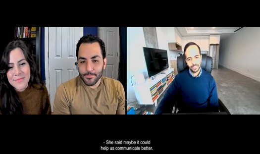 Three people on a video call