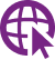 Purple globe icon with arrow