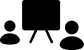 Black graphic of two people looking at the screen
