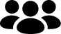Black graphic of three people in group