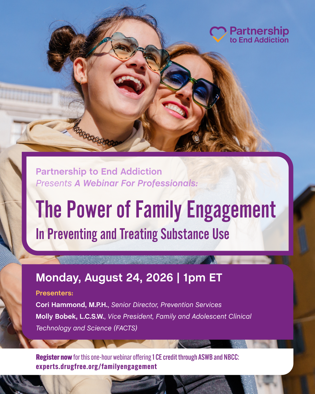 A graphic advertising a webinar on family engagement in substance use prevention and treatment
