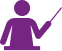 Purple graphic of teacher pointing